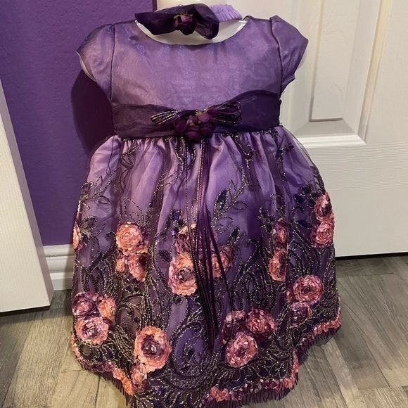 Ceci kids formal princess dress for 6-12 months with hair bow